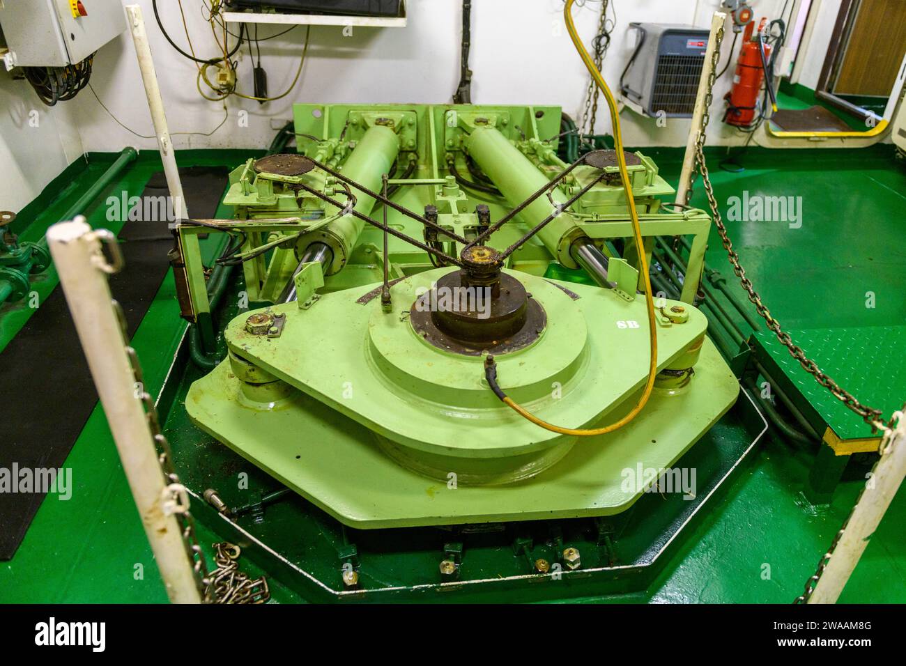 Steering gear. Rudder machine. Hydraulic pump. Marine engine. Steering