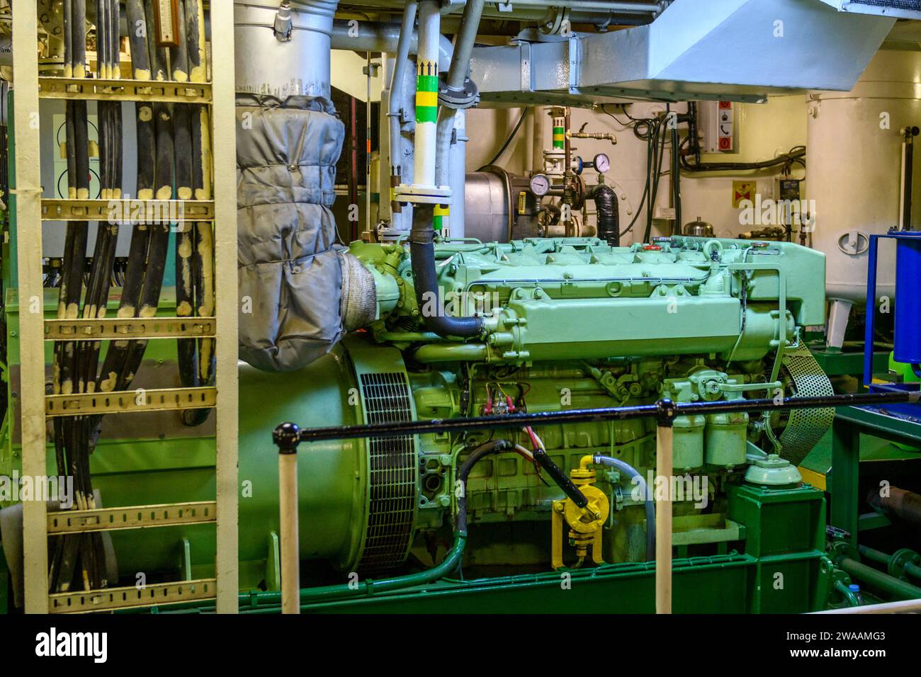 Marine engine. Diesel generator. Engine room interior Stock Photo Alamy
