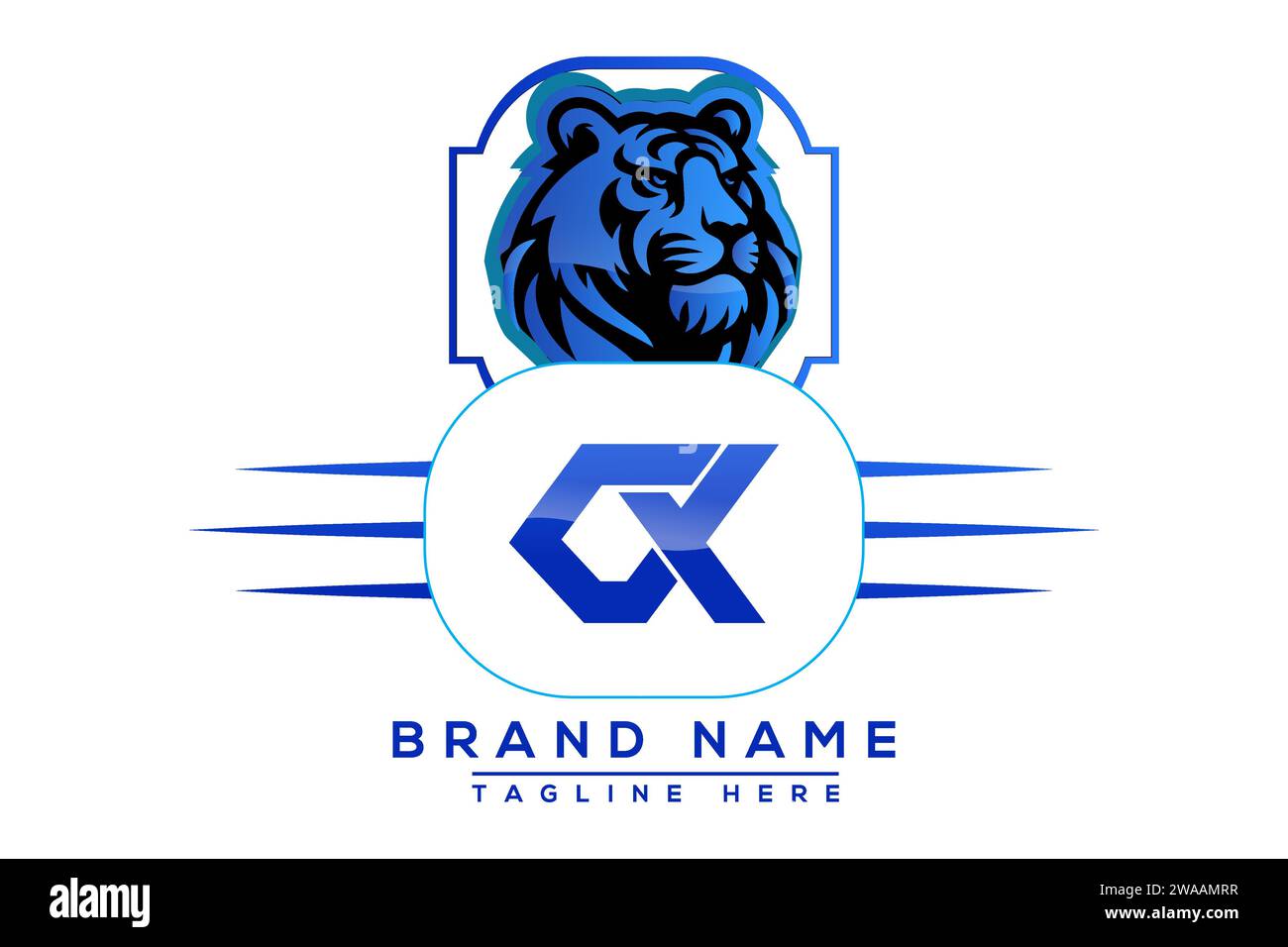 Tiger CX Blue logo Design. Vector logo design for business Stock Vector ...