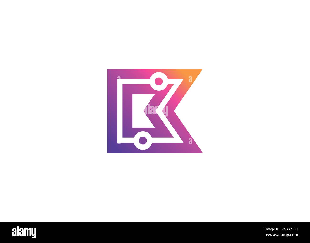 Letter K Technology vector monogram logo design template. Letter K ...