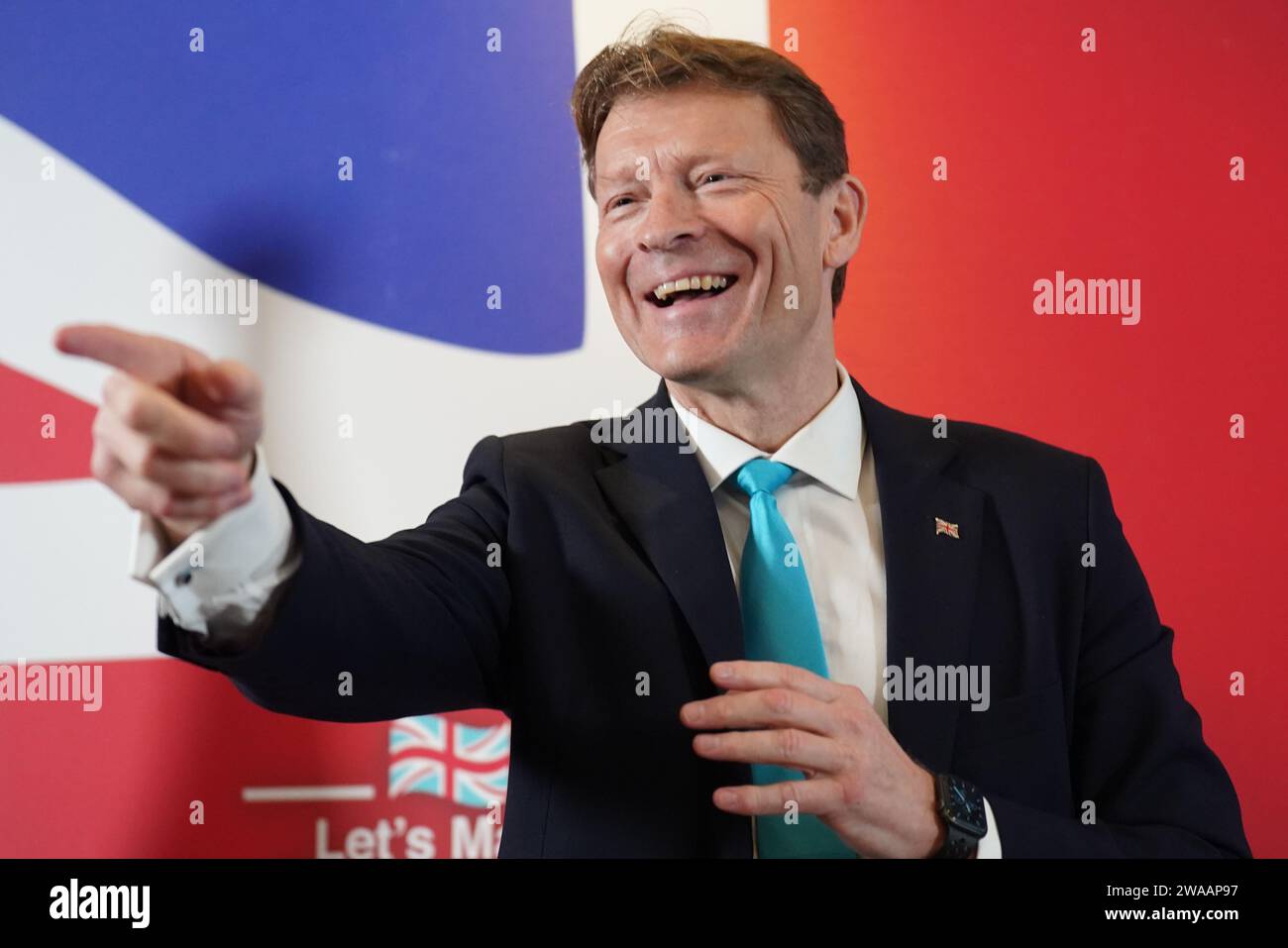 Reform Party leader Richard Tice speaking at a press conference at the