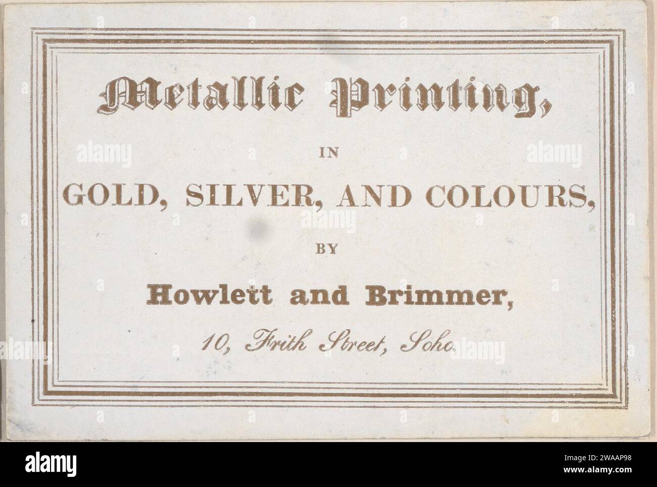 Trade card for Howlett and Brimmer, Metallic Printer 1926 by Anonymous ...
