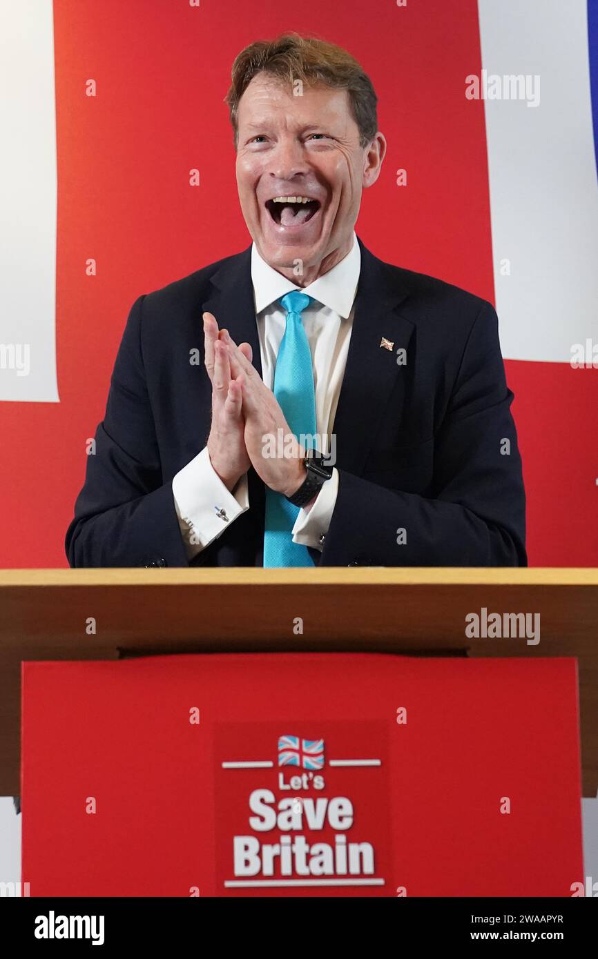 Reform Party leader Richard Tice speaking at a press conference at the