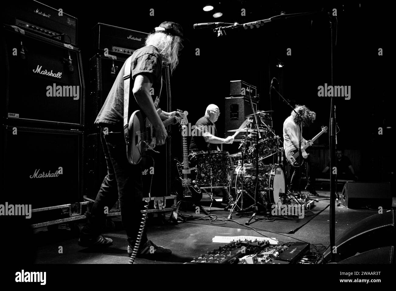 Dinosaur Jr performing at Glasgow's QMU in 2022. J Mascis is playing Guitar and Bass guitar Stock Photo