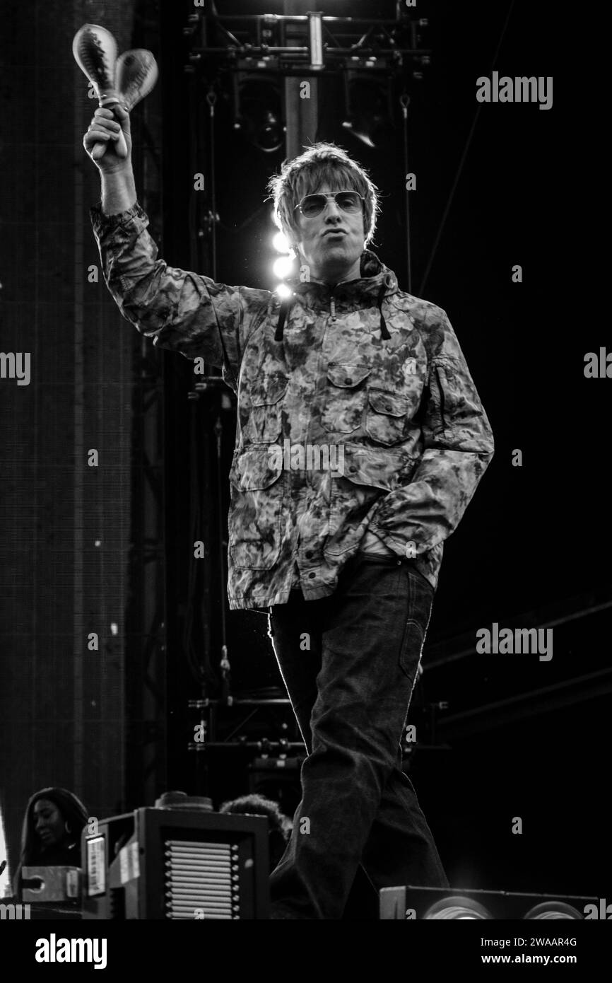 Liam Gallagher perfoming at Glasgow's Hampden Park in 2022 Stock Photo