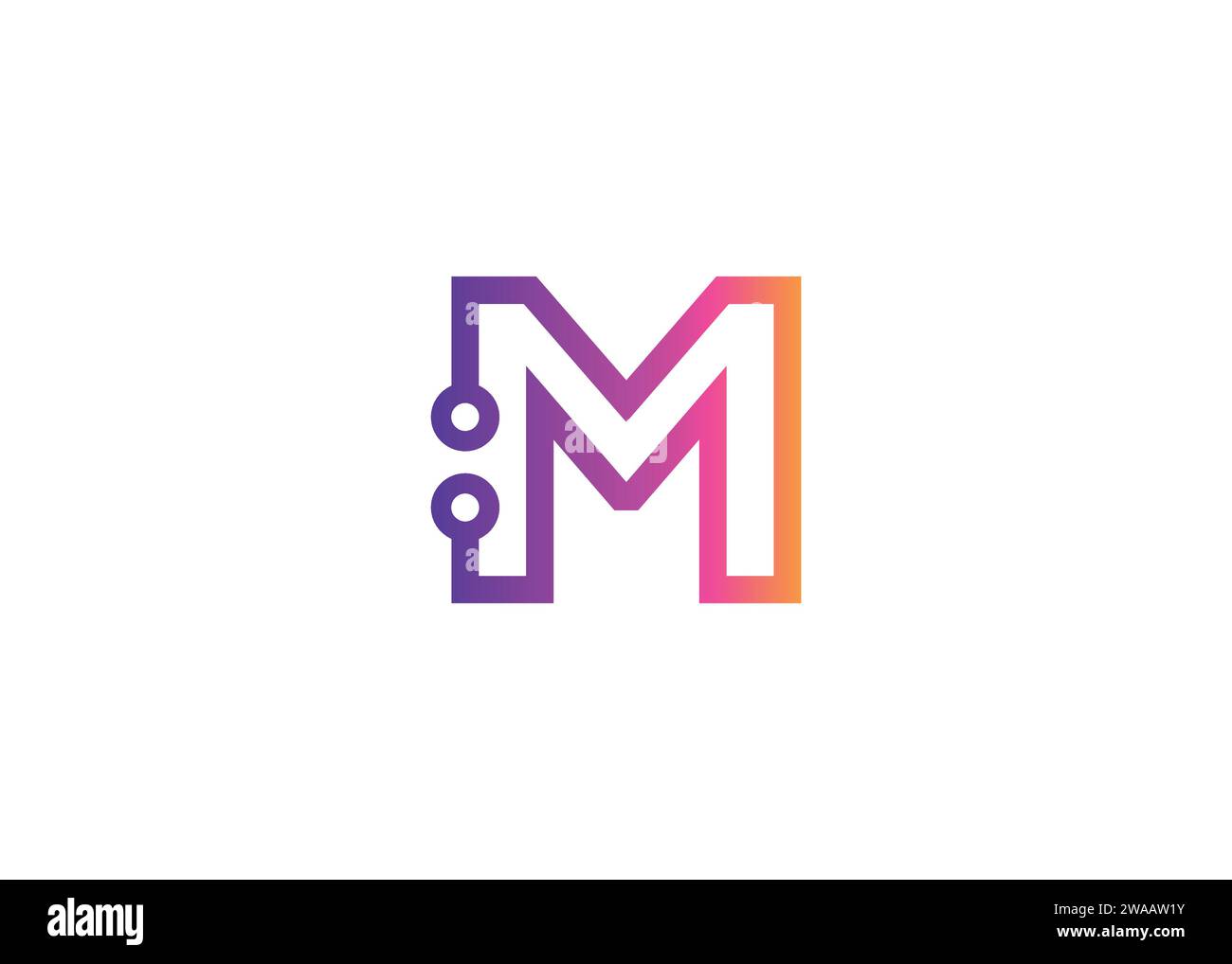 Letter M Technology vector monogram logo design template. Letter M ...