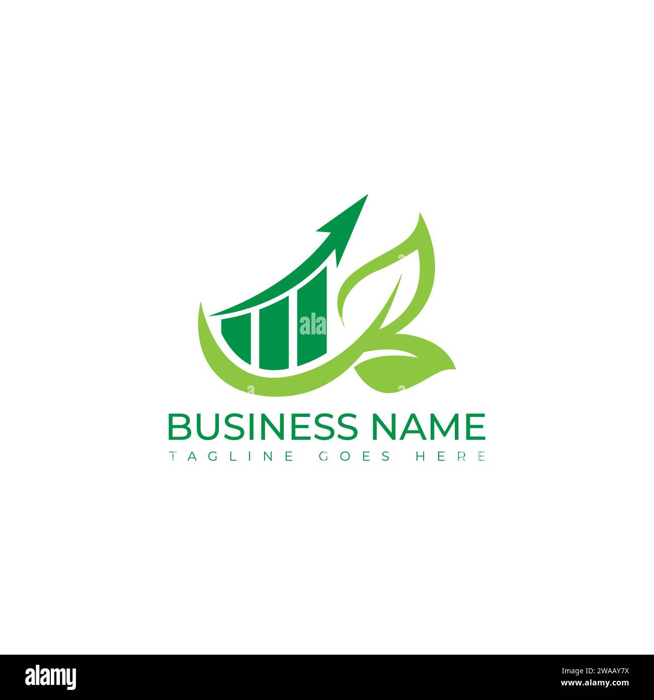 Graphic finance with leaf logo vector image. Eco Green Leaf Investing ...