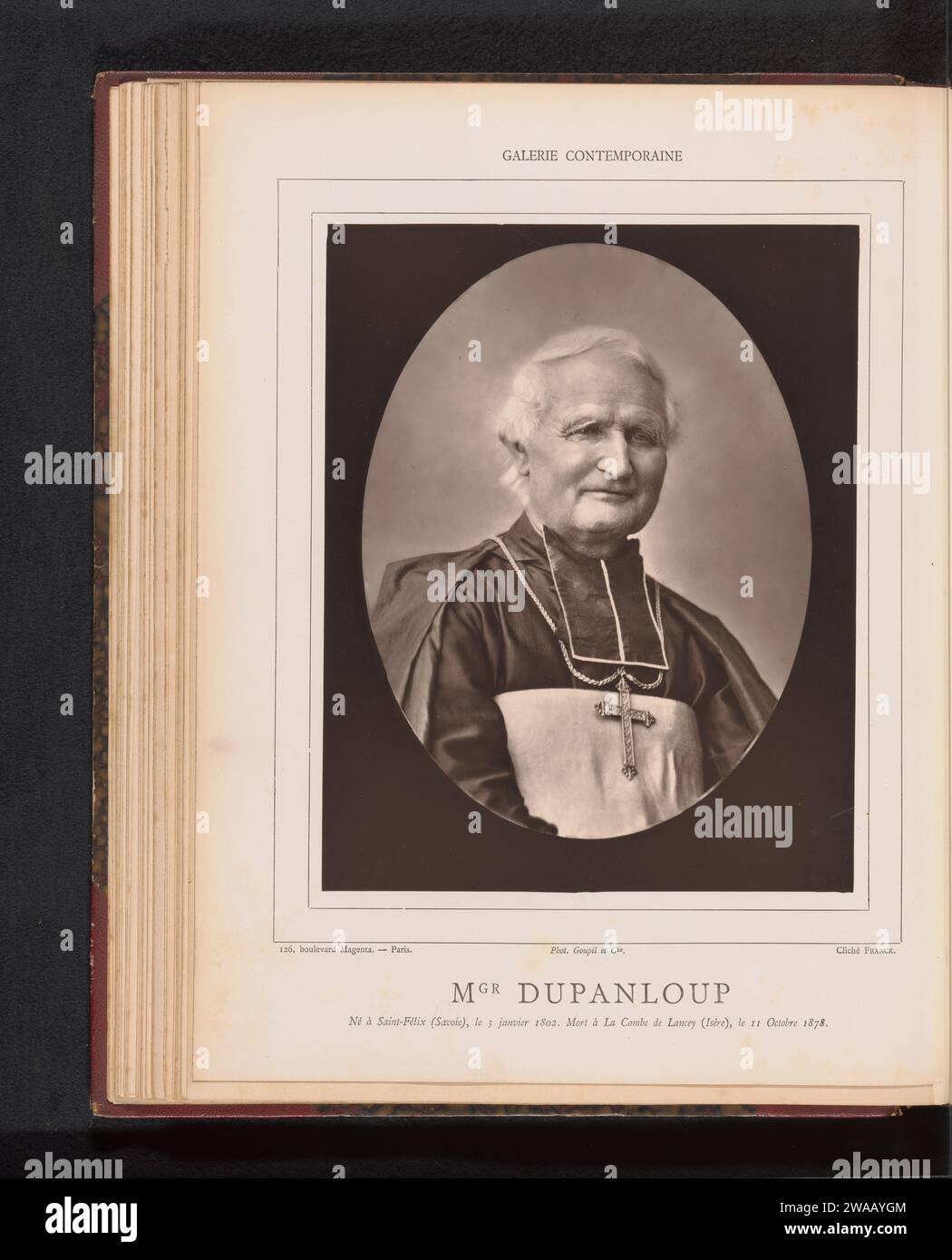 Portret van Félix Dupanloup, François Marie Louis Franck, c. 1873 - in or before 1878 photomechanical print   paper  historical persons. adult man Stock Photo