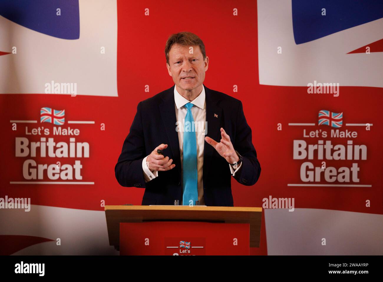 London UK 3rd Jan 2024 Leader Of The Reform Party Richard Tice   London Uk 3rd Jan 2024 Leader Of The Reform Party Richard Tice Lays Out Some Of The Key Strategic Lines For The Party Heading Up To The General Election Credit Mark Thomasalamy Live News 2WAAYRP 