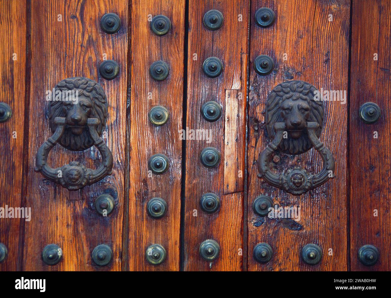 Traditional door. Villanueva de los Infantes, Ciudad Real province, Castilla La Mancha, Spain. Stock Photo