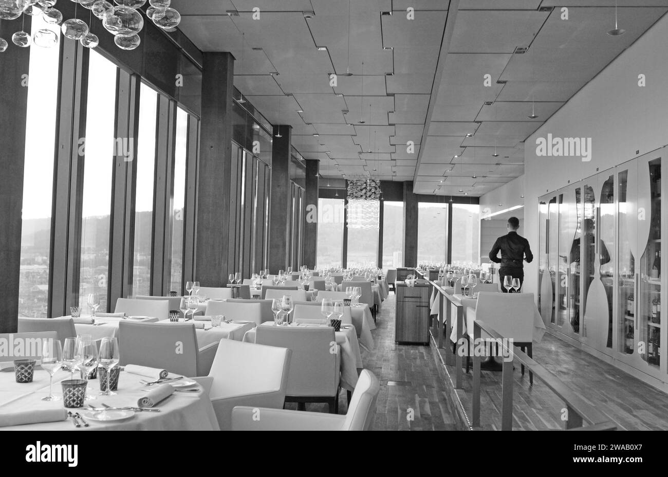 The restaurant 'Clouds' on top of Switzerlands secoond highest skyscraper in Zürich-City Stock Photo