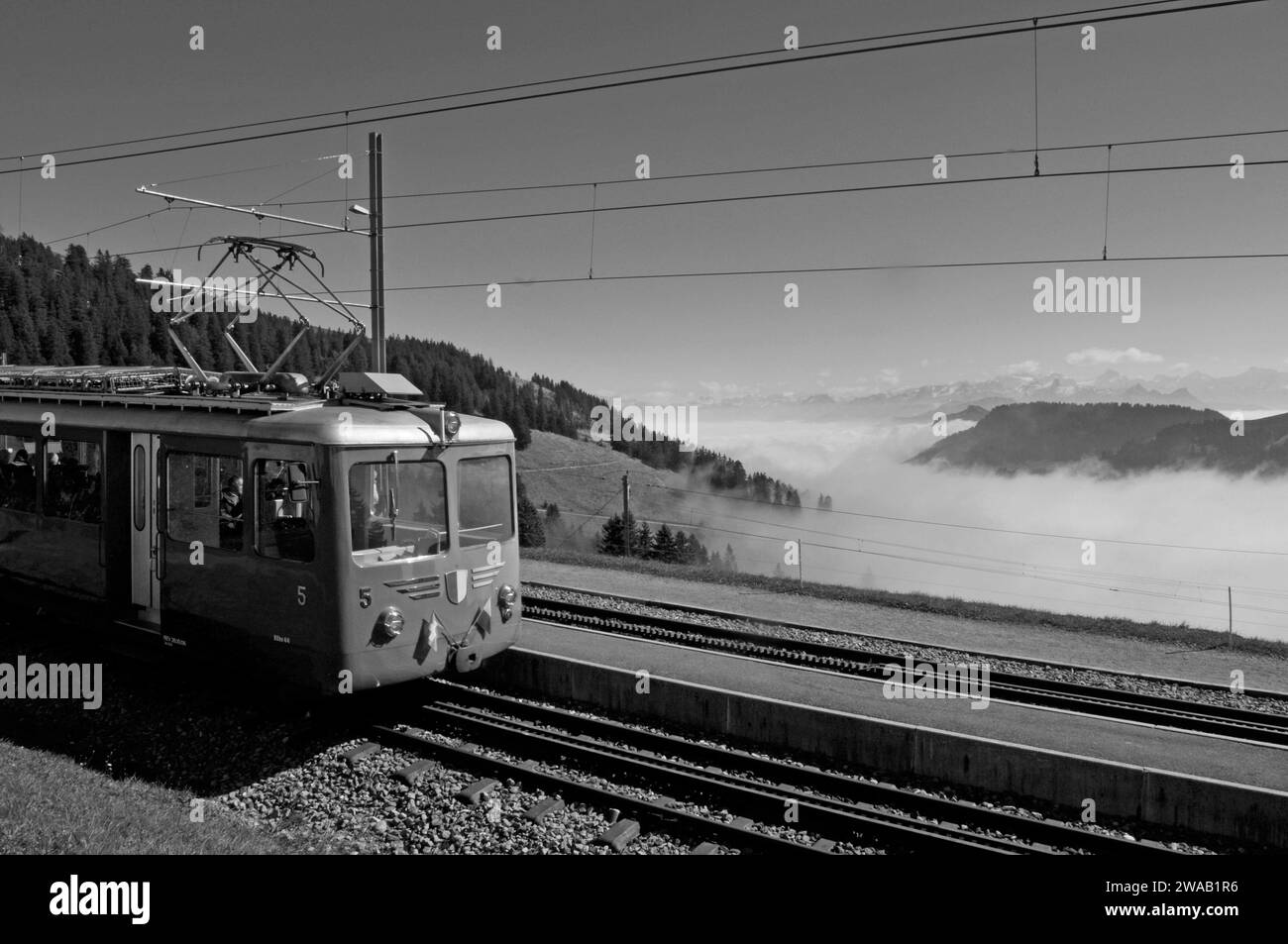 The train to RigiKulm a major touristattraction near Kaltbrunn in