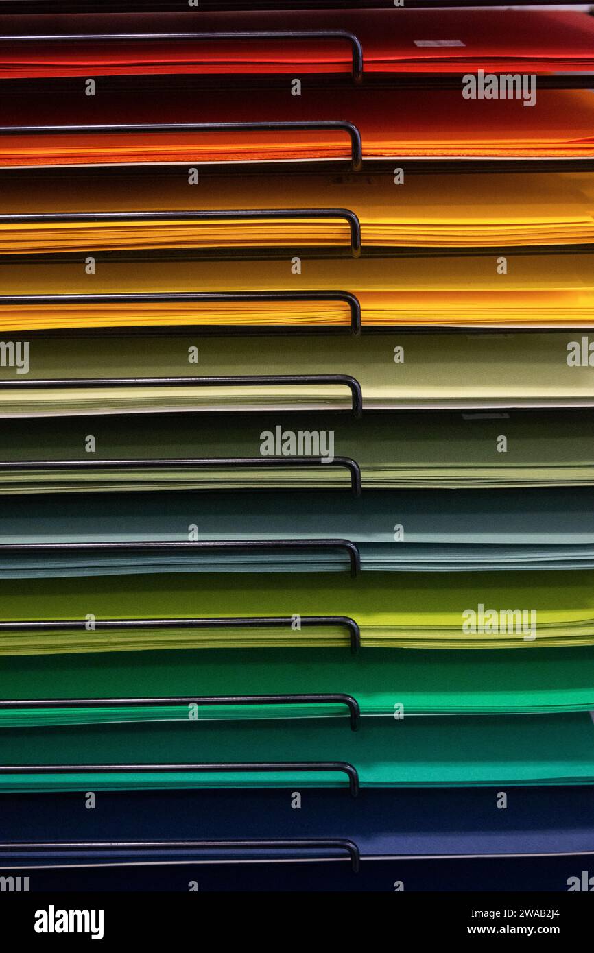 colorful paper samples in a art store Stock Photo