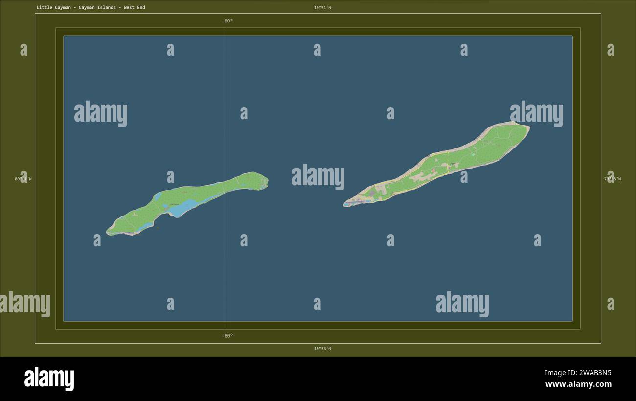 Little Cayman - Cayman Islands highlighted on a topographic, OSM ...