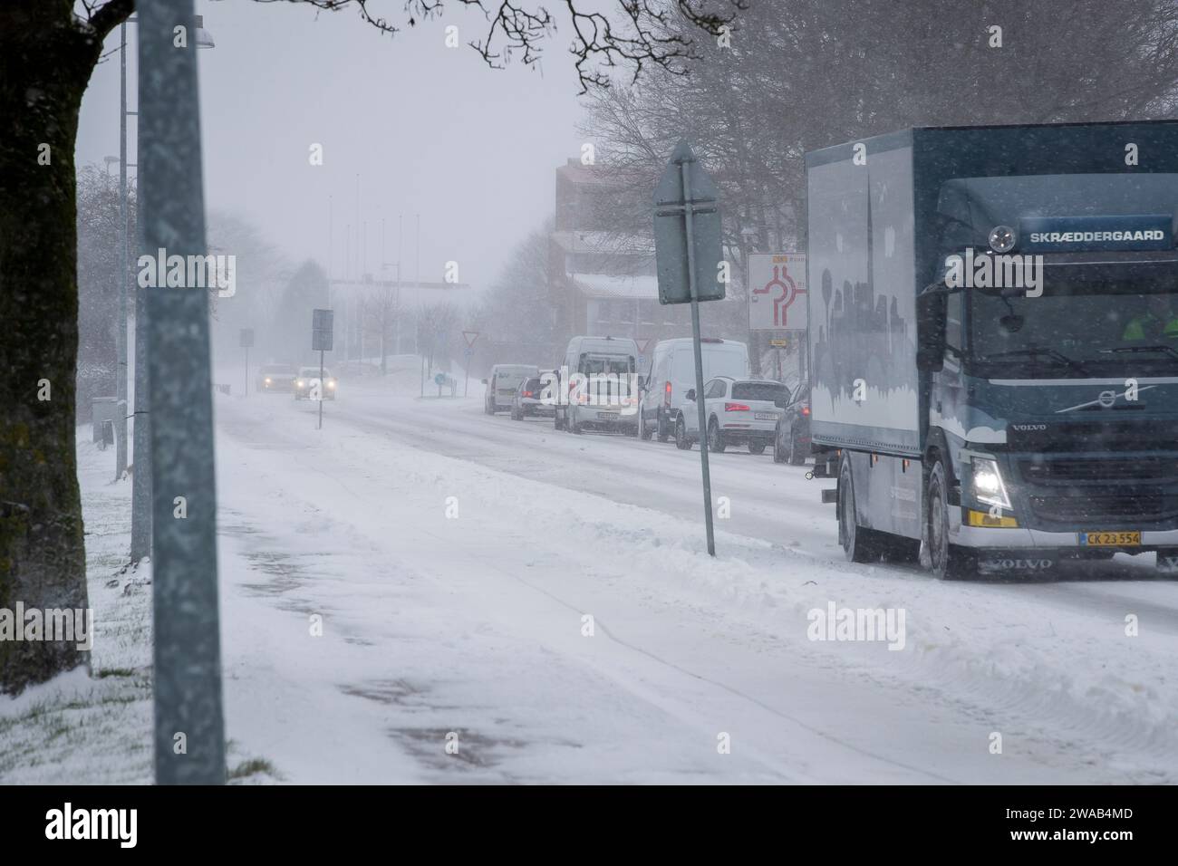 Denmark. 03rd Jan, 2024. Heavy snowfall in central