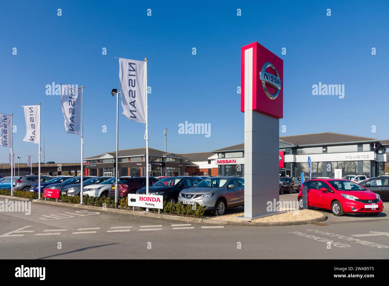 A Nissan car dealership at WestonsuperMare, North Somerset, England