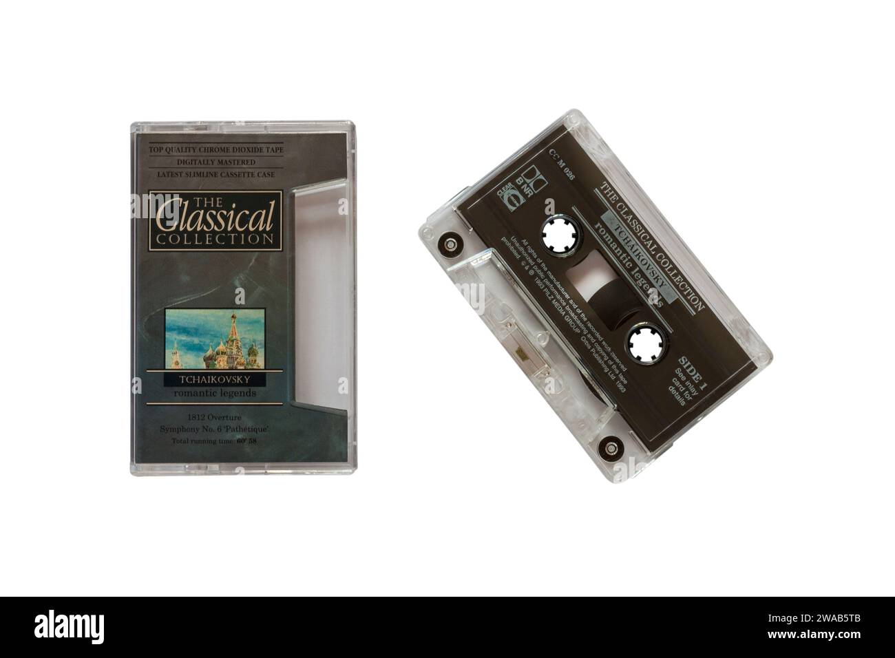 The Classical Collection Tchaikovsky Romantic Legends cassette tape removed from case isolated on white background - classical music Stock Photo