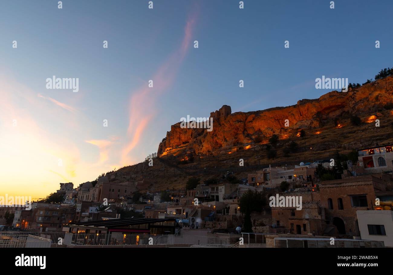 Ancient and stone houses of Old Mardin (Eski Mardin) with Mardin Castle ...