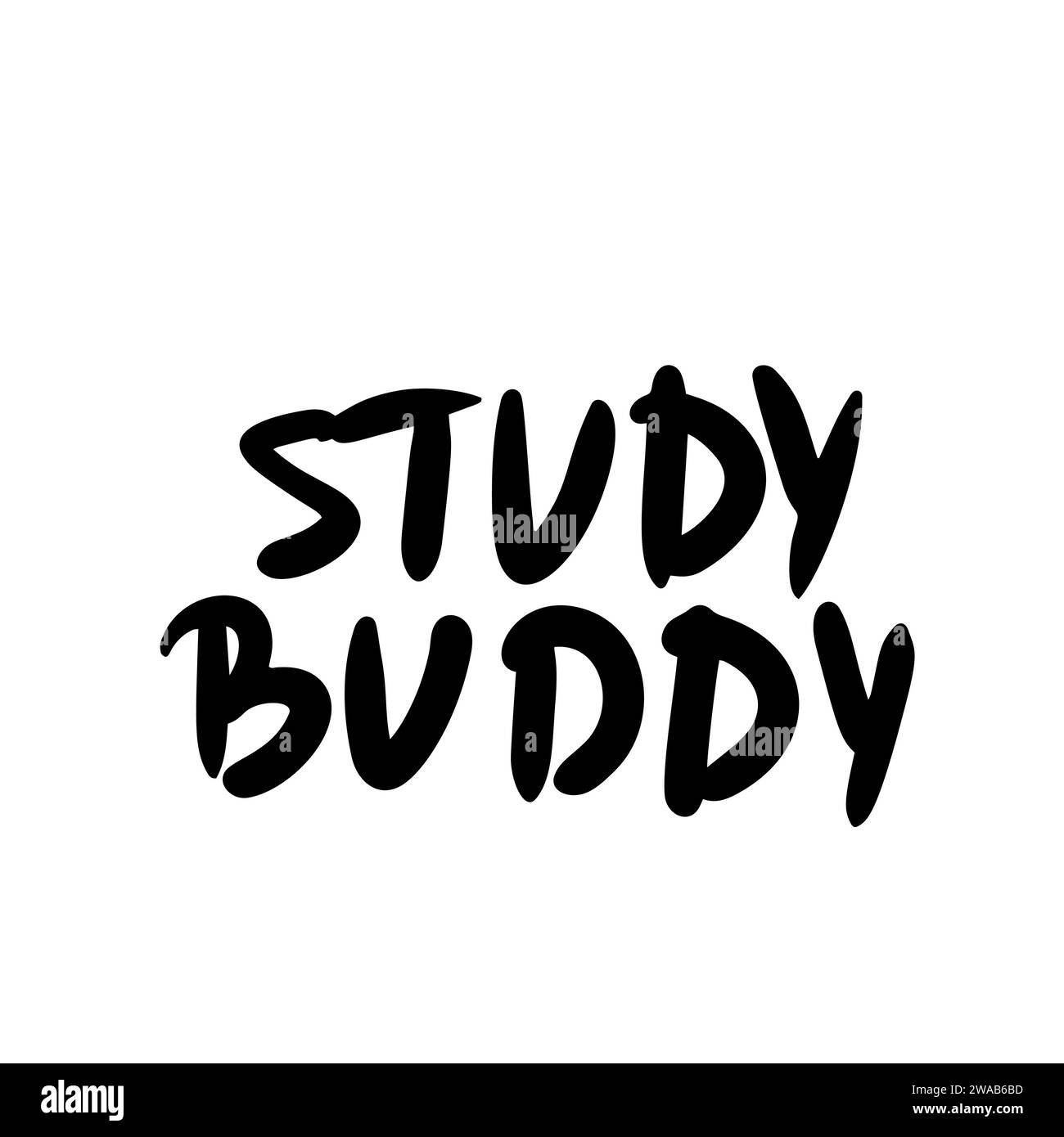 Study buddy lettering isolated on white background. Hand drawn