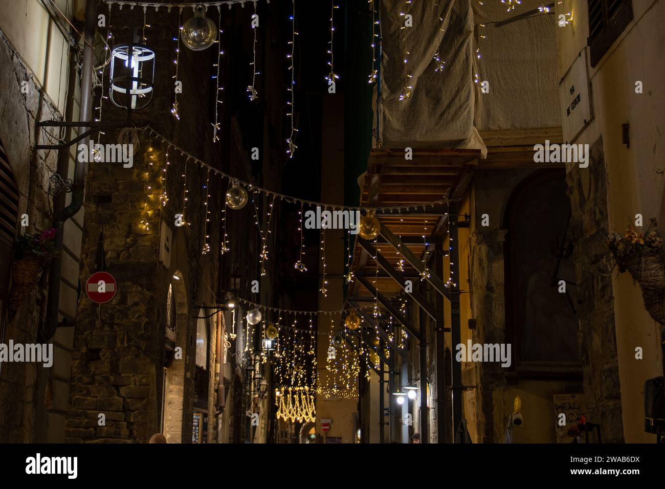 Street in the urban center with illuminations Stock Photo