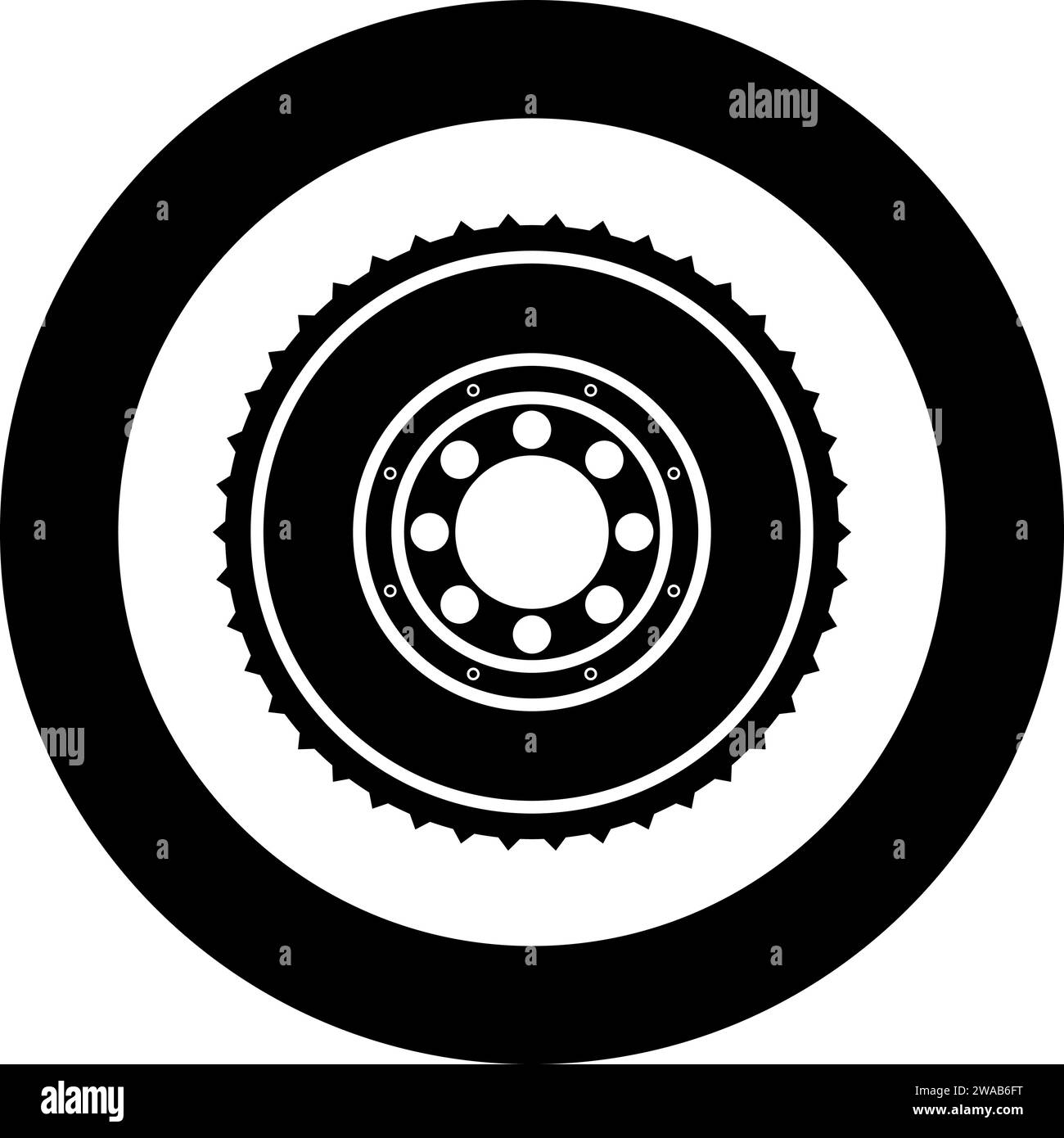 Car clutch flywheel cohesion transmission auto part plate kit repair service icon in circle round black color vector illustration image solid outline Stock Vector