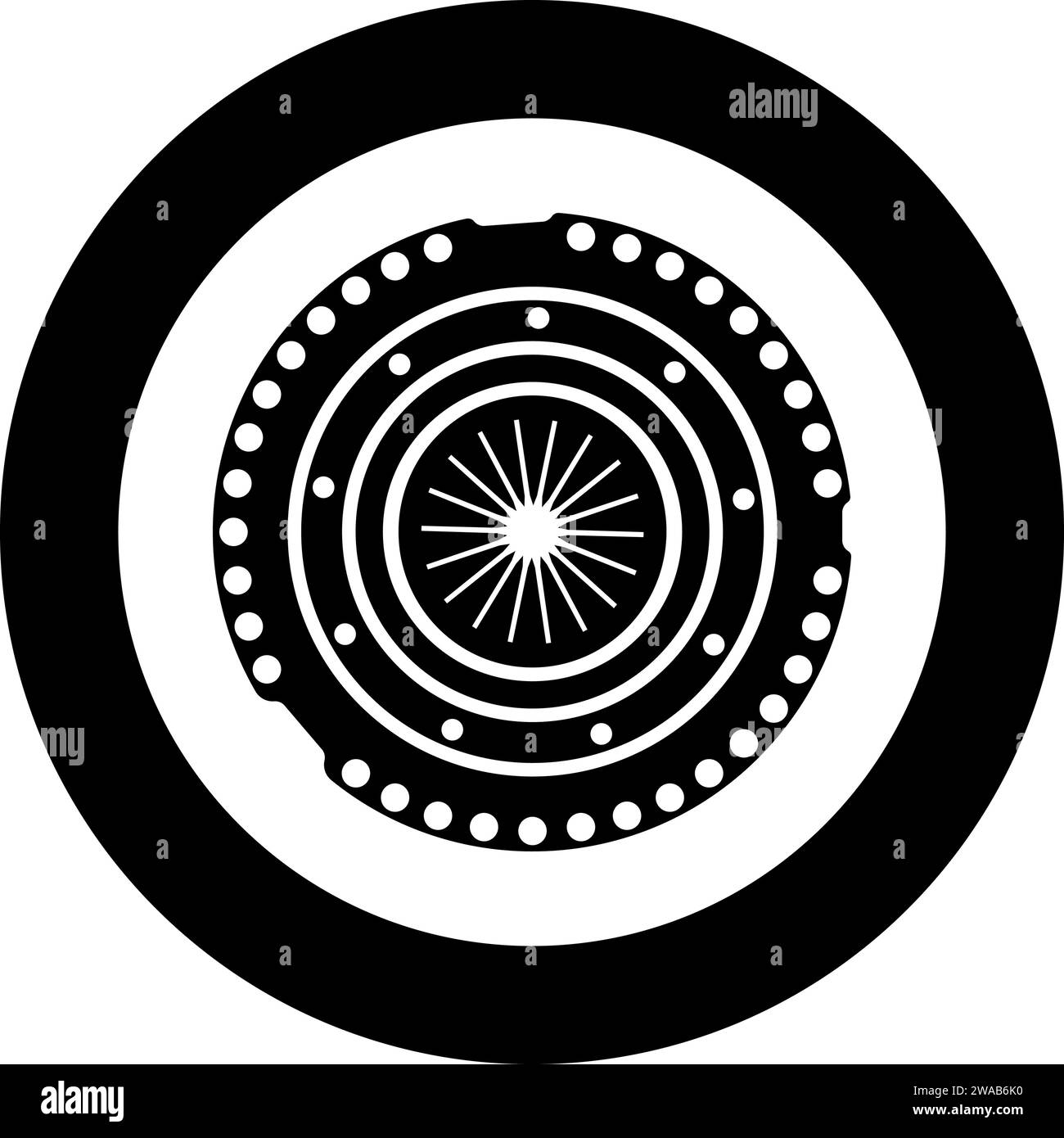 Car clutch basket cover cohesion transmission auto part plate kit repair service icon in circle round black color vector illustration image solid Stock Vector