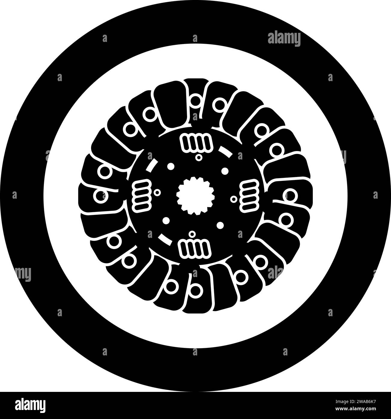 Car clutch disk cover cohesion transmission auto part plate kit repair service icon in circle round black color vector illustration image solid Stock Vector