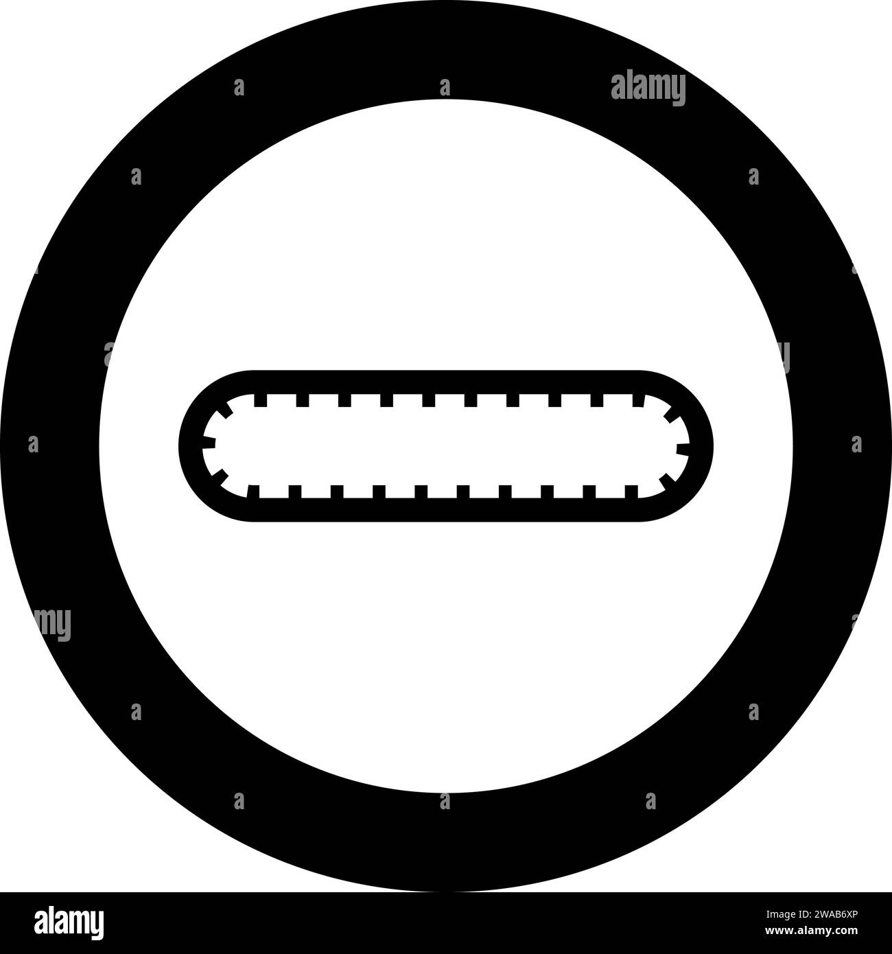 Strap for engine toothed belt for gear cambelt timing gas distribution mechanism icon in circle round black color vector illustration image solid Stock Vector