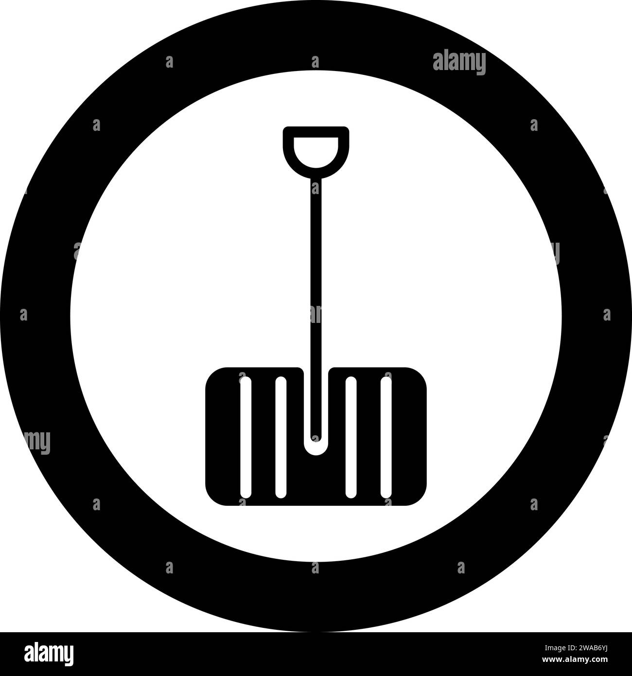 Winter snow shovel clearing icon in circle round black color vector