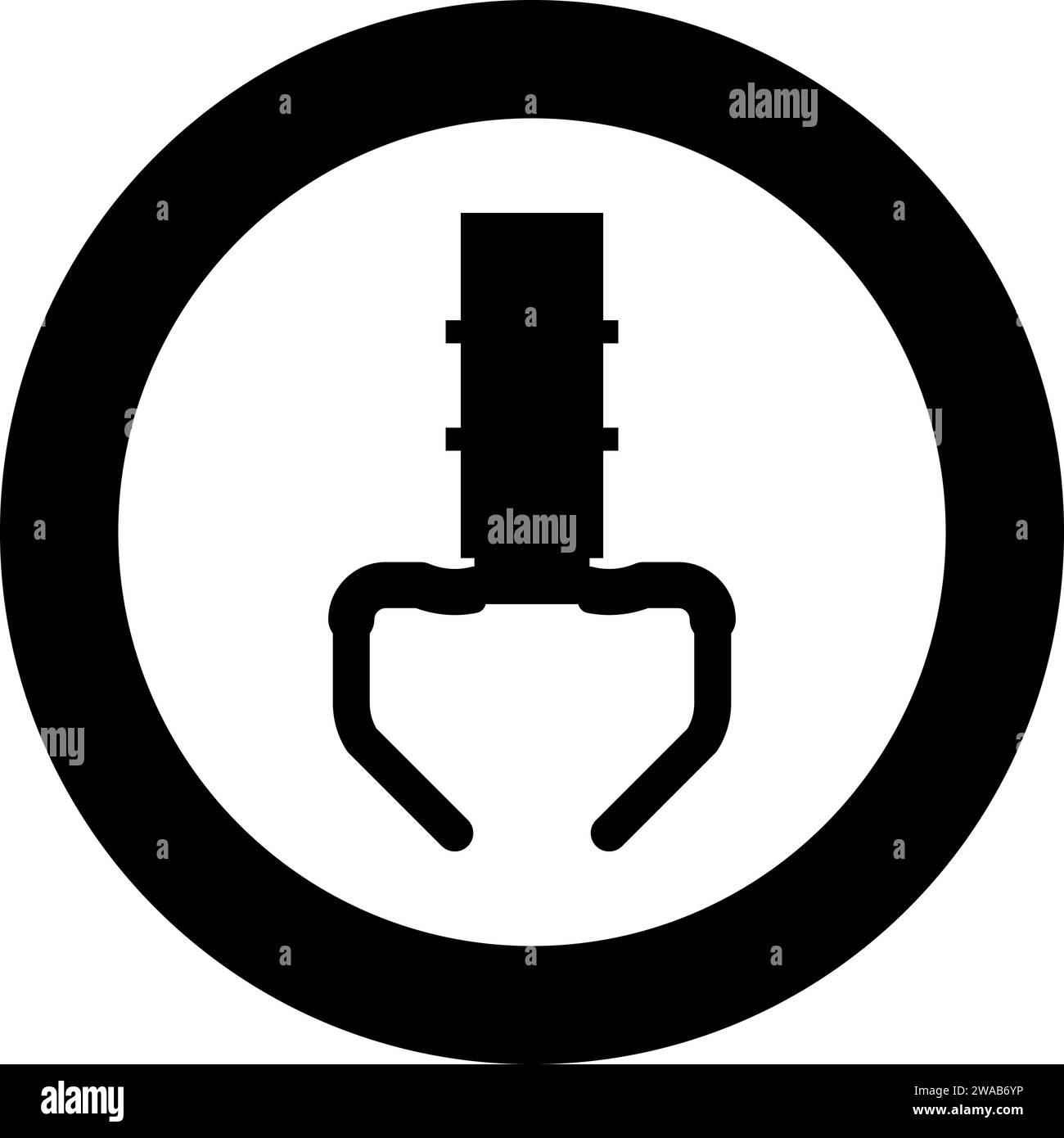 Prize toy manipulator iron hook crane claw picker icon in circle round black color vector illustration image solid outline style simple Stock Vector
