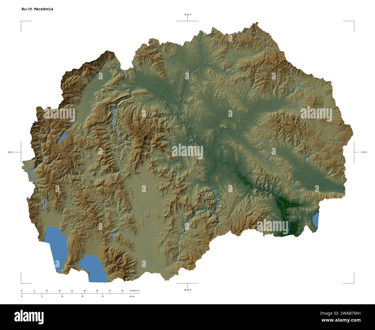 Shape of a Colored elevation map with lakes and rivers of the North