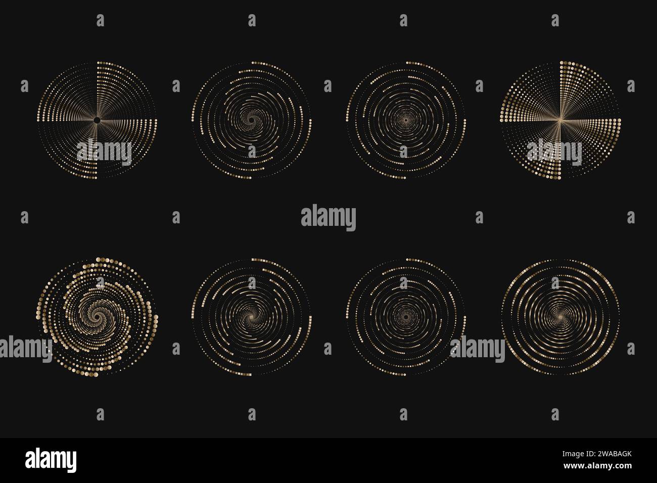 Dot vortex halftone set on dark. Abstract futuristic digital technology ...