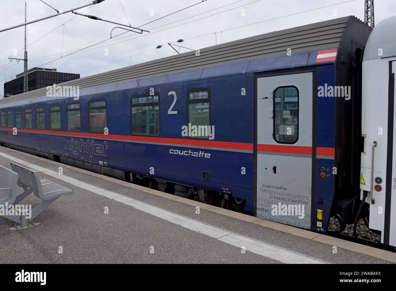 Night Jet sleeper train carriage at Stuttgart HBF central Station, of ...