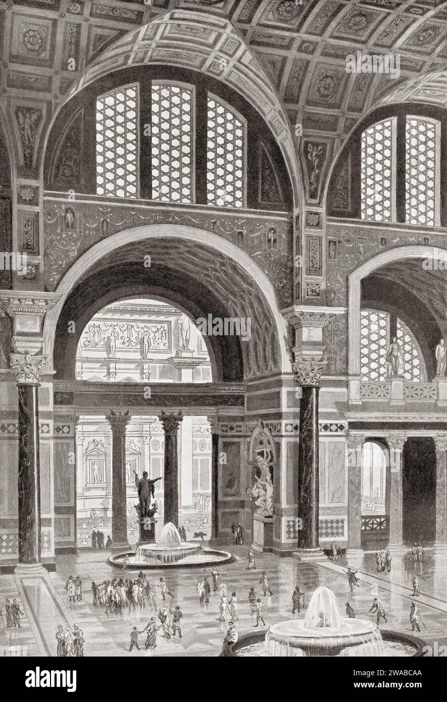 Artist's reconstruction of the Baths of Caracalla, Rome, Italy. Stock Photo
