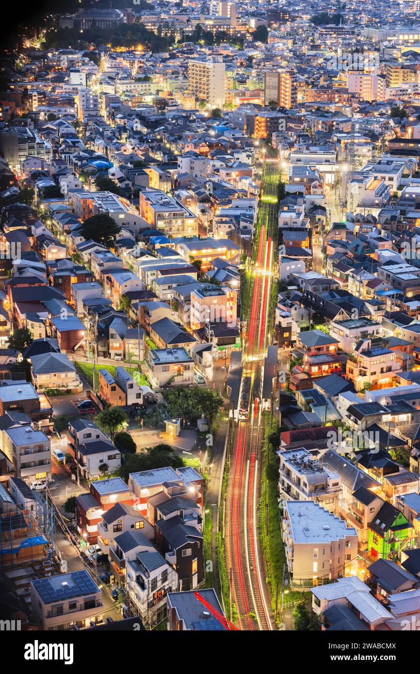 Tokyo, Japan cityscape over the Setagaya area at night. Stock Photo