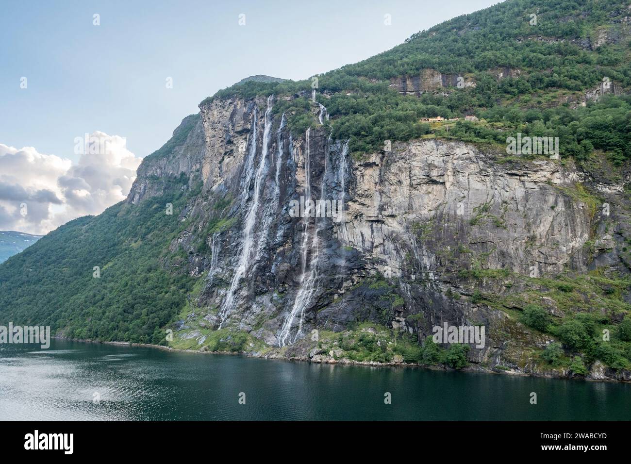 The Seven Sisters (Dei sju systre) waterfalls in Geirangerfjorden near ...