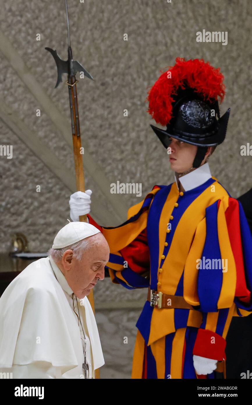 Vatican City, Vatican City. 03rd Jan, 2024. Pope Francis arrives to