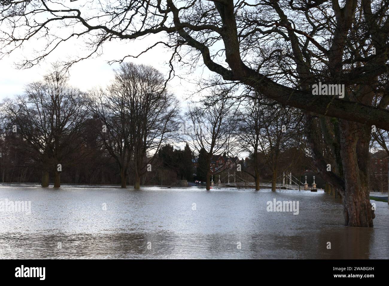Hereford, Herefordshire, 3 January 2024. Severe flooding as the River