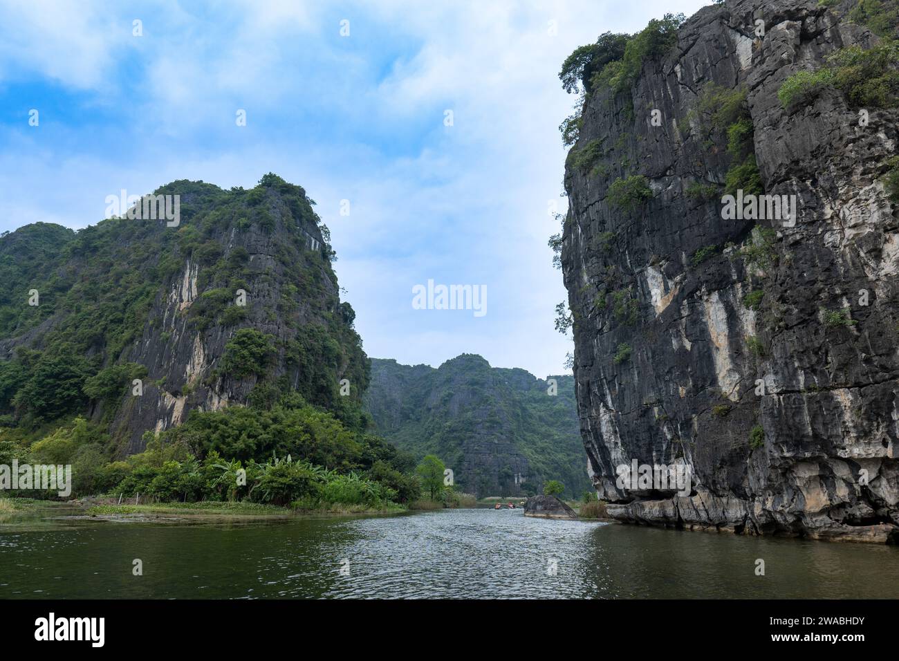 Ninh Binh Landscape In Vietnam. Popular For Boat Tour, Karst Landscape 