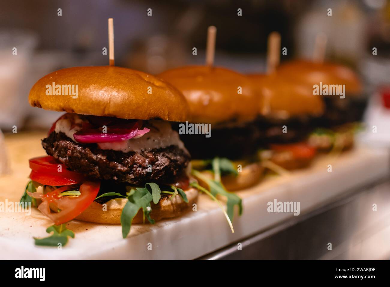 Delicious Burgers, ready to harvest Stock Photo