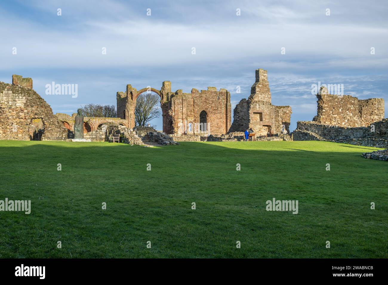Statue of St Cuthbert,Holy Island Stock Photo Alamy