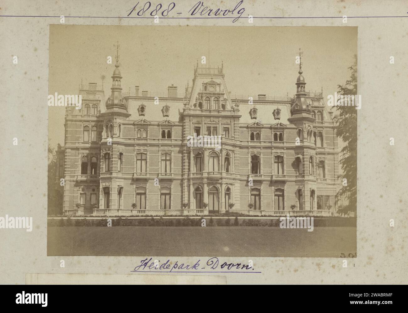 View of Landhuis Hydepark, Doorn, 1888 - 1889 photograph  Netherlands paper. photographic support albumen print Stock Photo