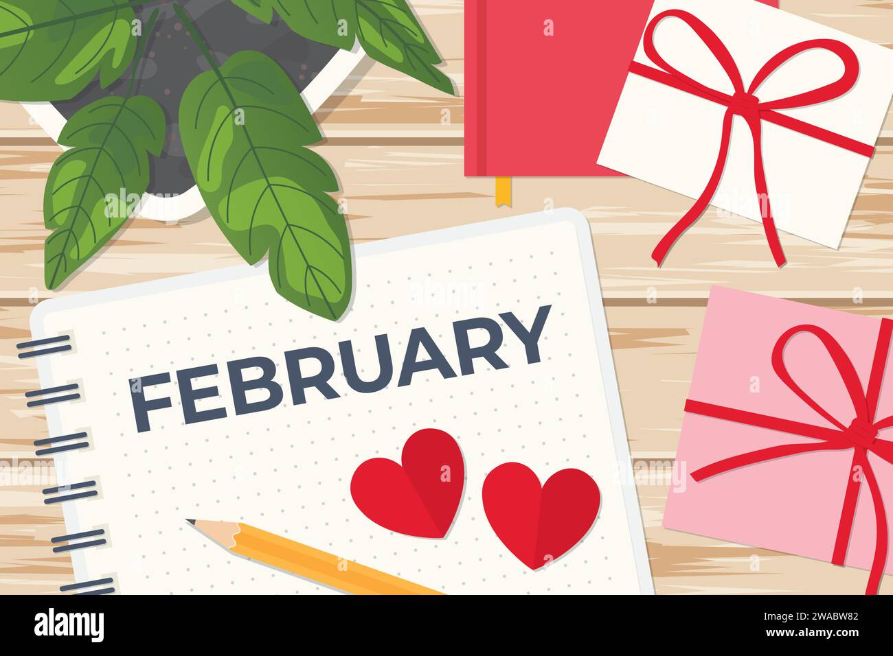 Valentine`s day flat lay Stock Vector Images - Alamy