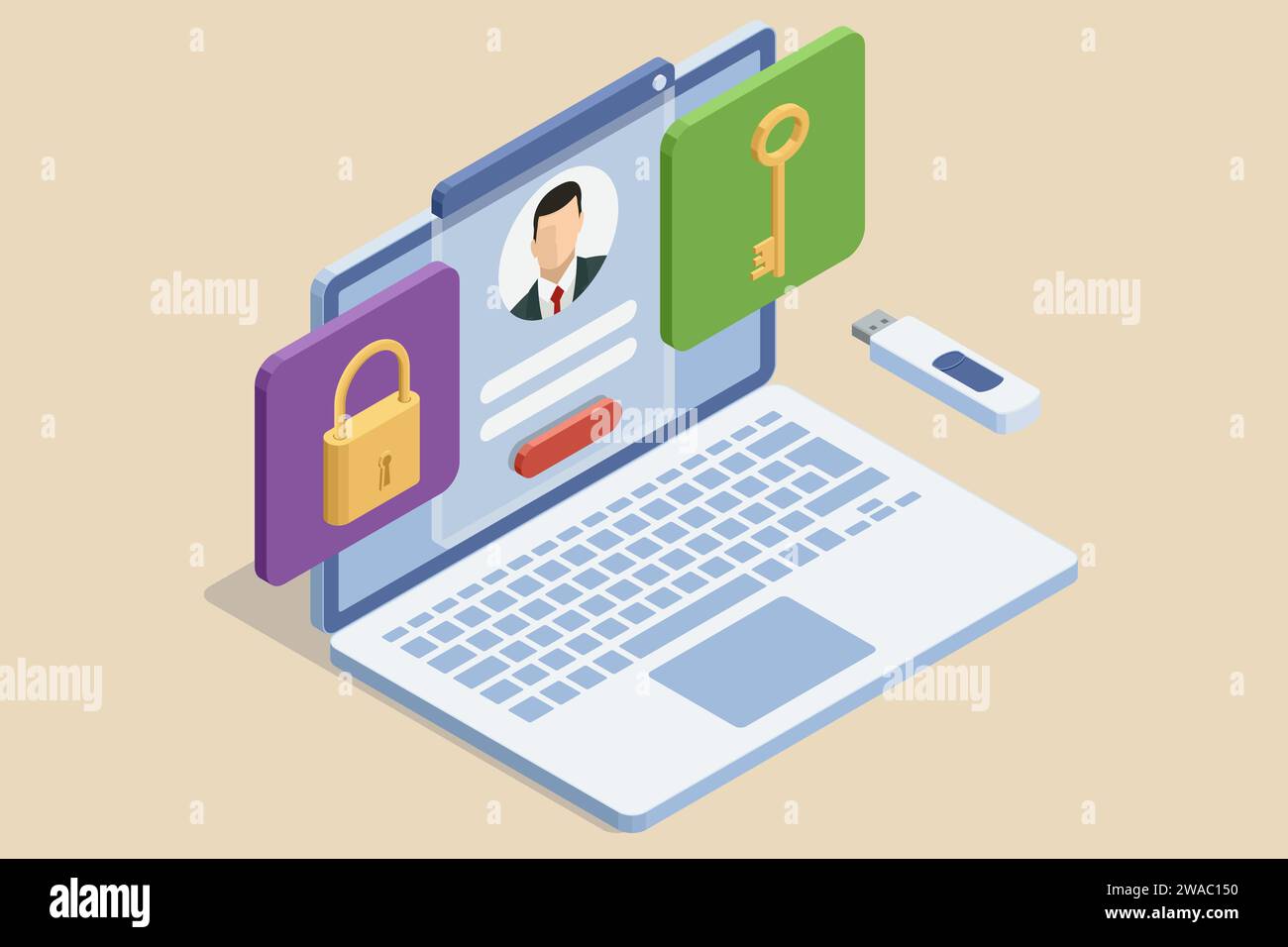 Isometrics protect data and confidentiality. Safety and confidential data protection, concept