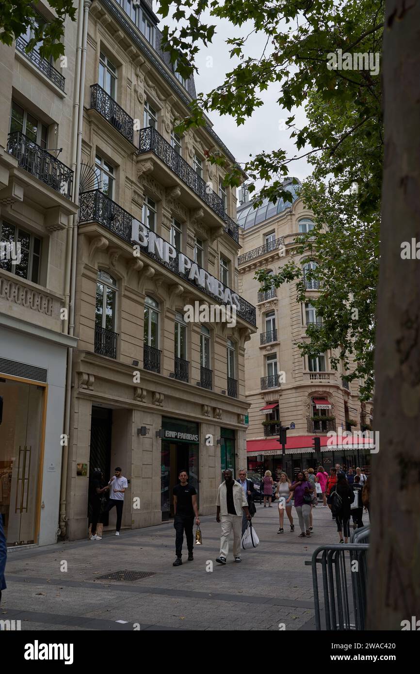 Paris, France - July 13, 2023 - Avenue des Champs-Élysées in early summer Stock Photo