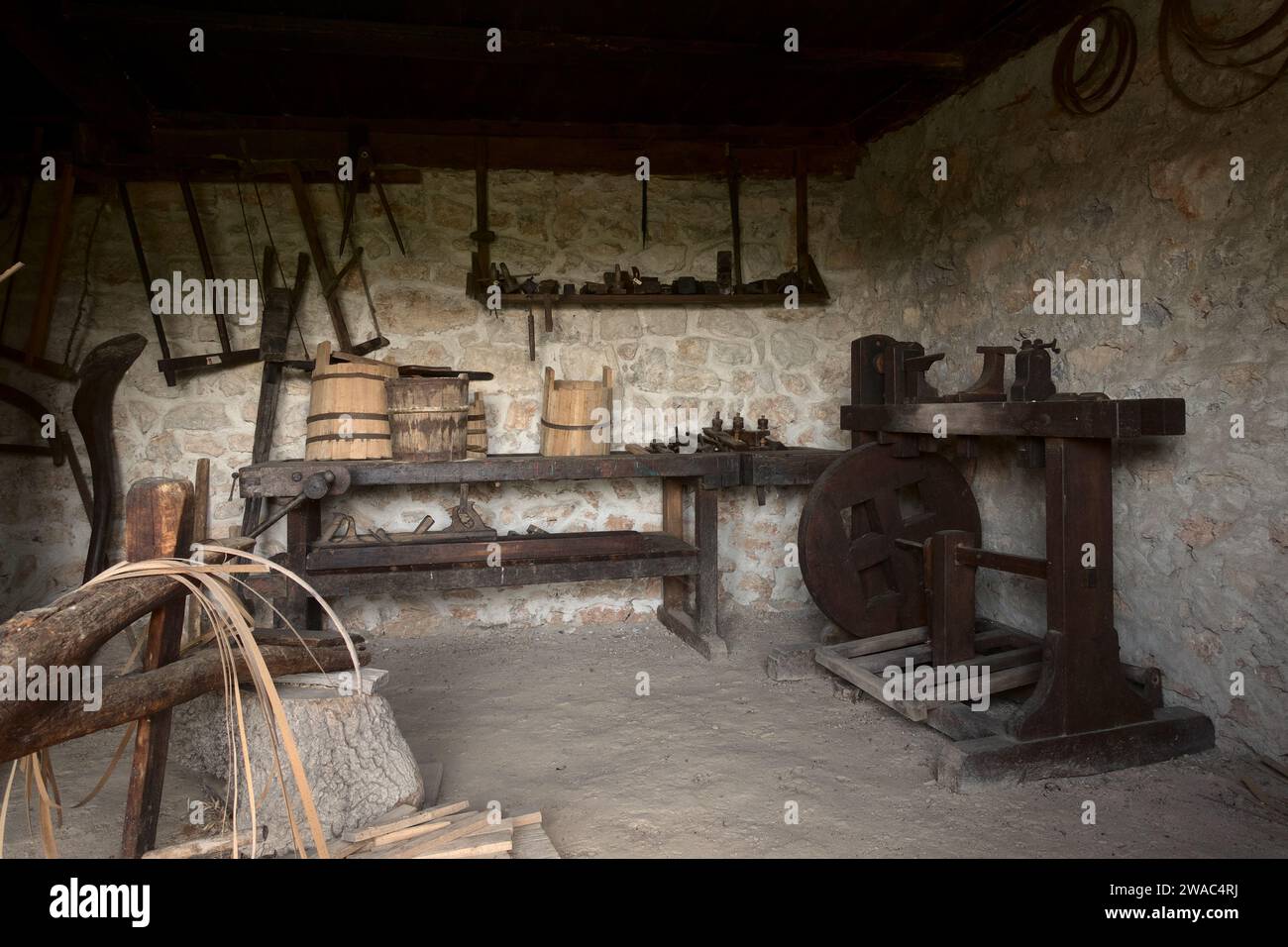 The Coopers Shop 19th Century Rustic Interior Art Print,, 44 OFF