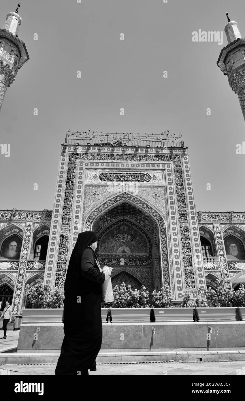 Tehran (Teheran), Iran 06.25.2023: Emamzadeh Saleh, Low angle view of Emamzadeh Saleh Mosque, iranian people. Stock Photo