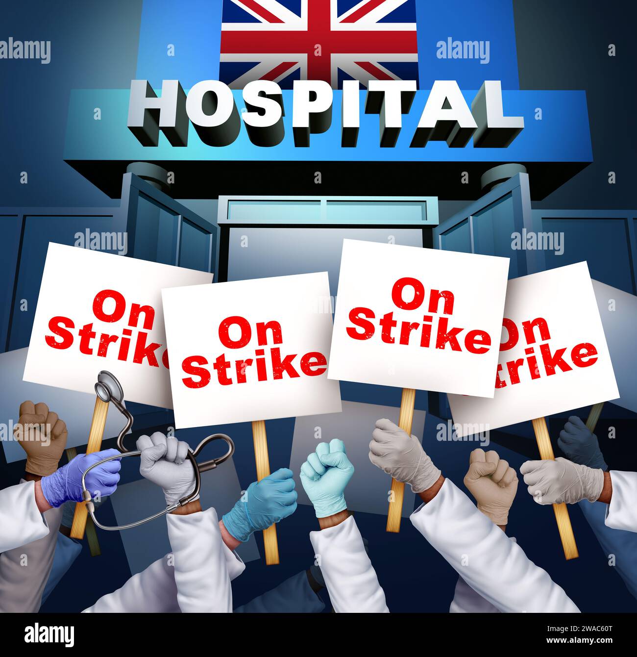 UK Hospital Workers On Strike and England Health Service Strike or