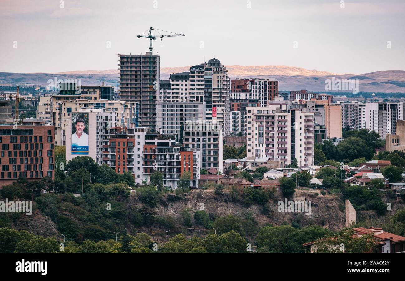 View on the new buildings and neighborhoods being built in Tbilisi, Georgia Stock Photo