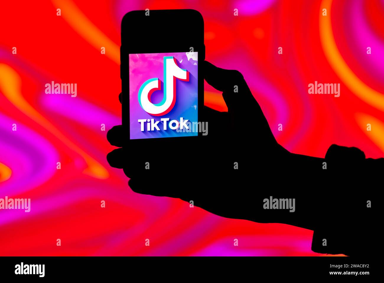 Toktic India. 2nd Jan, 2024. In this photo illustration, the TikTok logo is ...